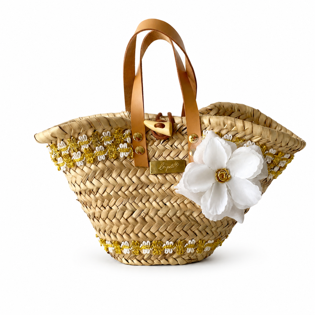 Gardenia frontal — capazo palma hecho a mano flores — lo-peto