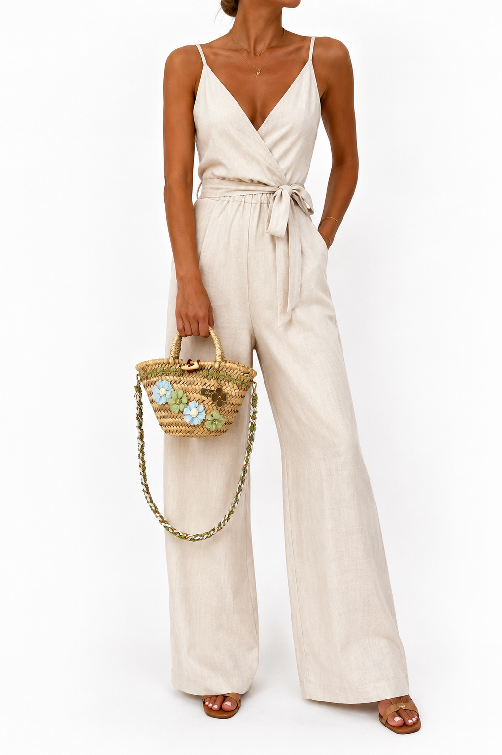 Azahar con modelo — capazo palma verano mujer — lo-peto