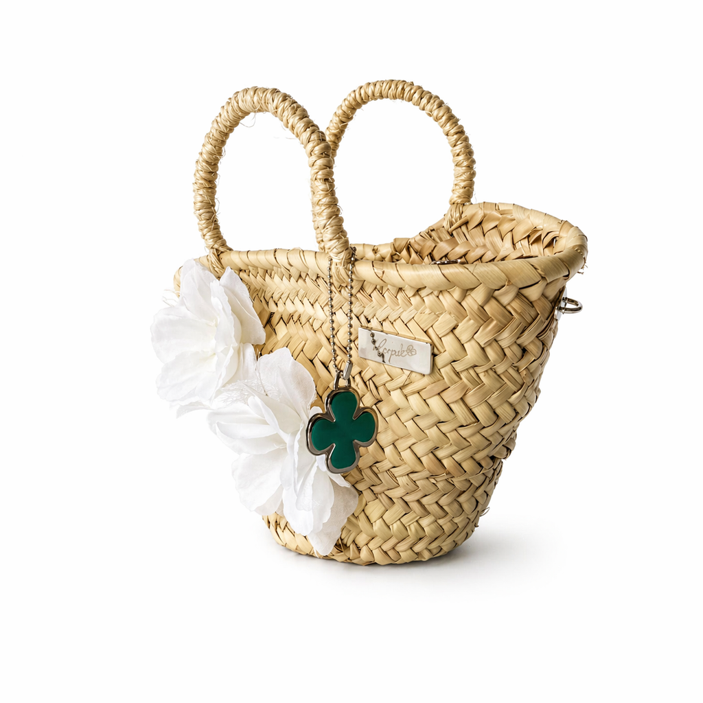 Isabella ladeado — bolso palma artesanal Flor en Palma — lo-peto