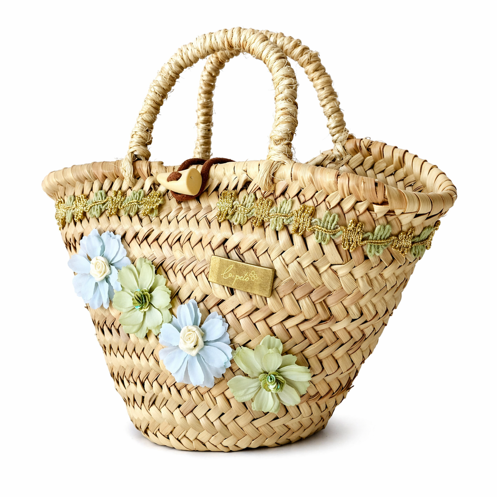 Azahar ladeado — bolso palma artesanal Flor en Palma — lo-peto