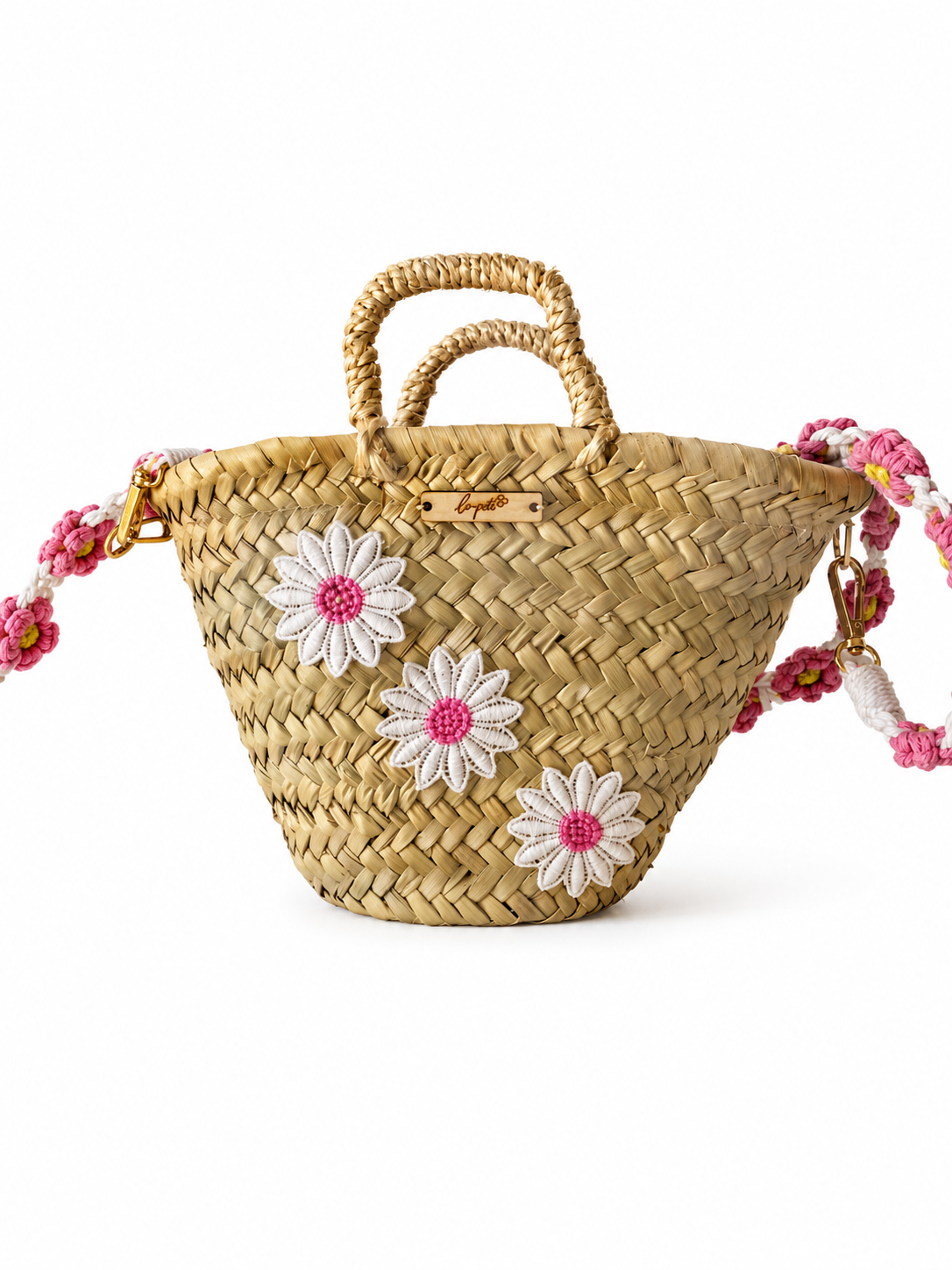Marga detalles florales — capazo palma con flor hecho a mano — lo-peto