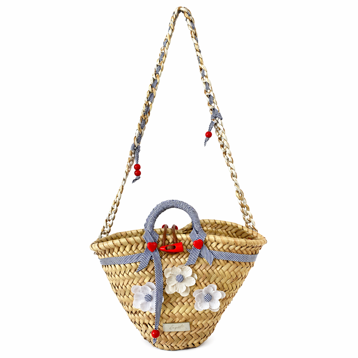 Colette detalles florales — capazo palma con flor hecho a mano — lo-peto