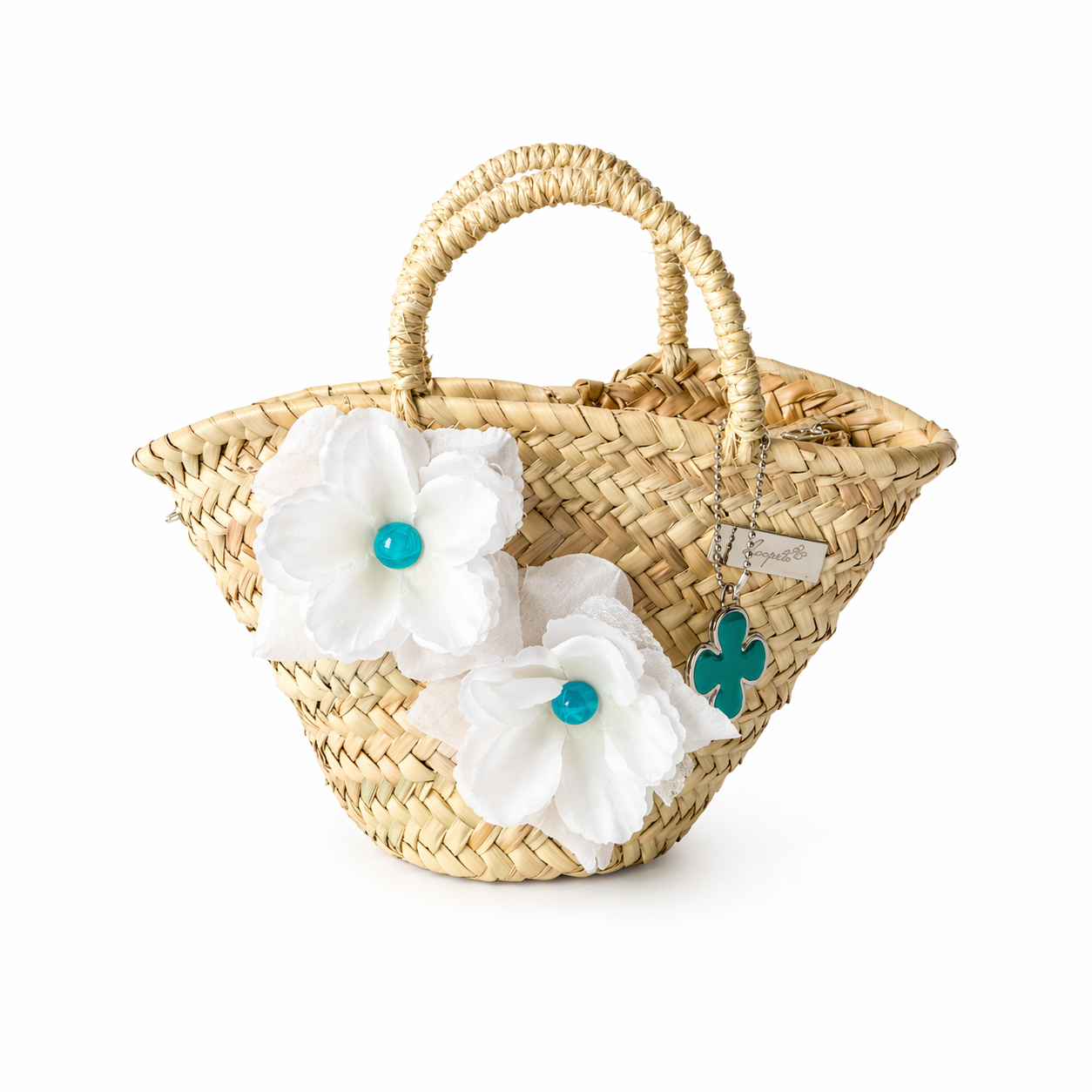 Isabella frontal  — bolso palma artesanal Flor en Palma  sin cadena— lo-peto